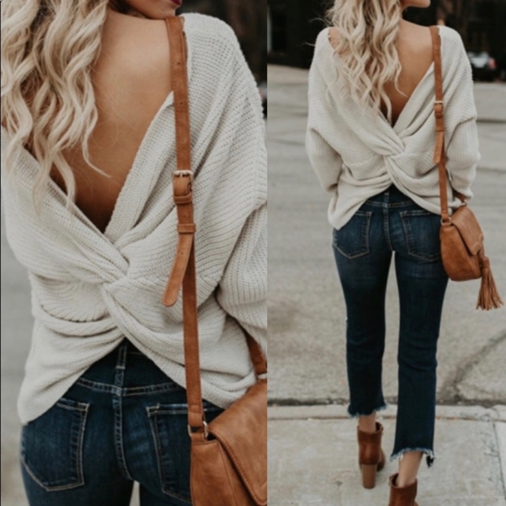 BNWT twist back reversible sweater